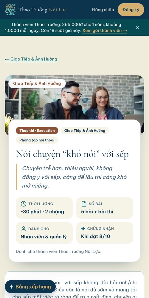 Khoá Nói chuyện khó nói với sếp trên điện thoại, dạng phòng tập hội thoại