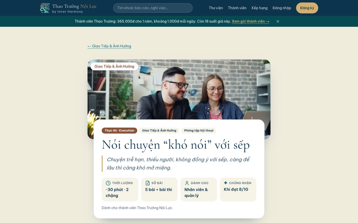 Khoá Nói chuyện khó nói với sếp trên máy tính